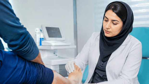 معاینه بیماری پای سنگر مانده