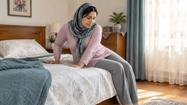 نحوه خوابیدن برای درد دنبالچه و شیوه صحیح برخاستن از تخت